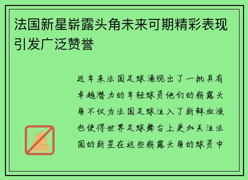 法国新星崭露头角未来可期精彩表现引发广泛赞誉